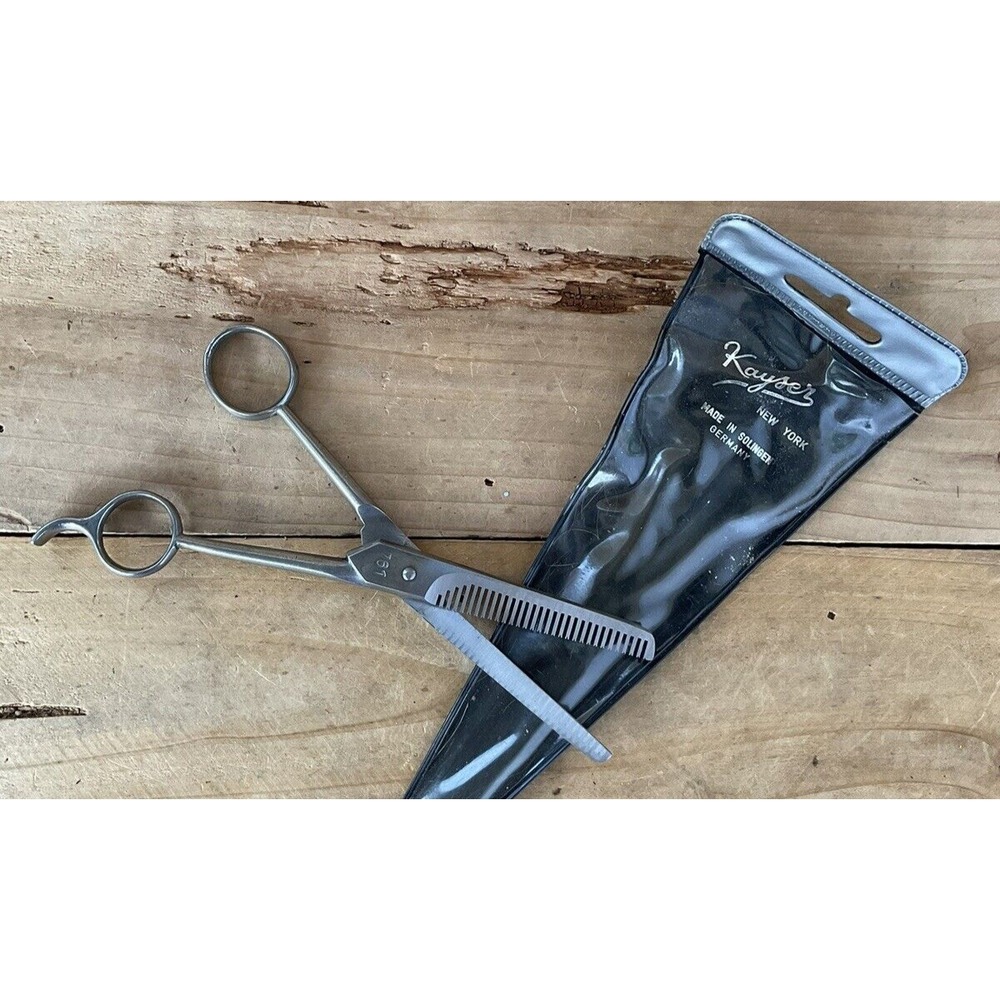 Kayser Hair Thinning Shears Solingen Germany Vintage Silver Excellent